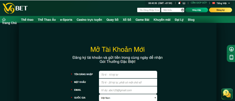 đăng nhập tài khoản v9bet