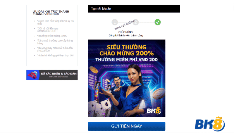 hoàn tất đăng ký bk8