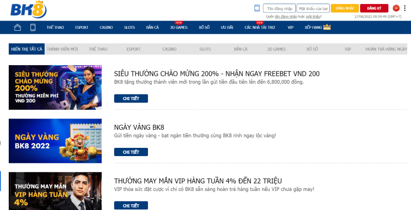 ưu đãi tại bk8
