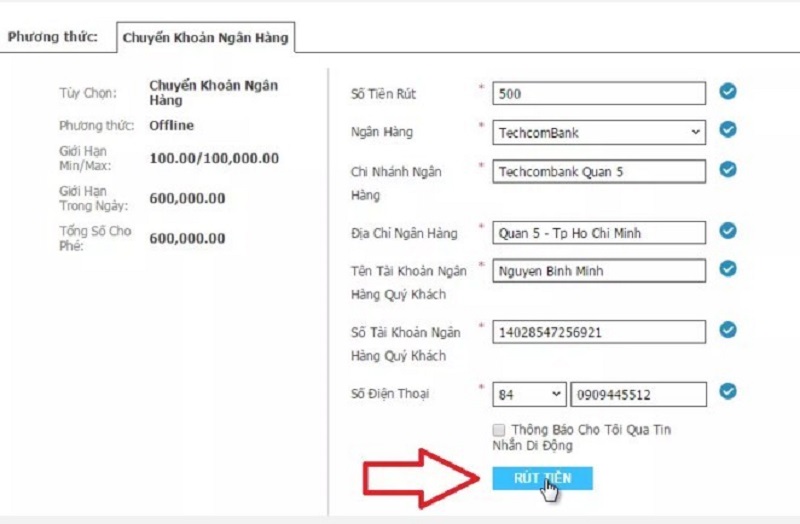 cách rút tiền w88 trong 3 phút