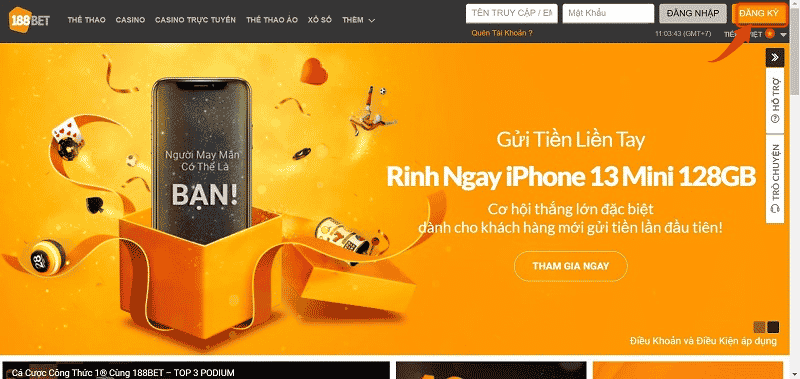 truy cập trang chủ và chọn đăng kí 