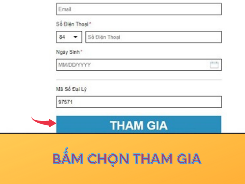 bấm chọn tham gia để hoàn thành đăng kí tài khoản w88