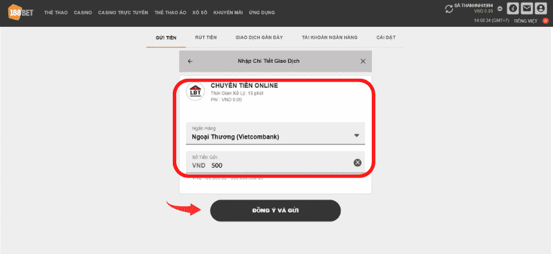 nạp tiền 188bet qua hình thức chuyển tiền online