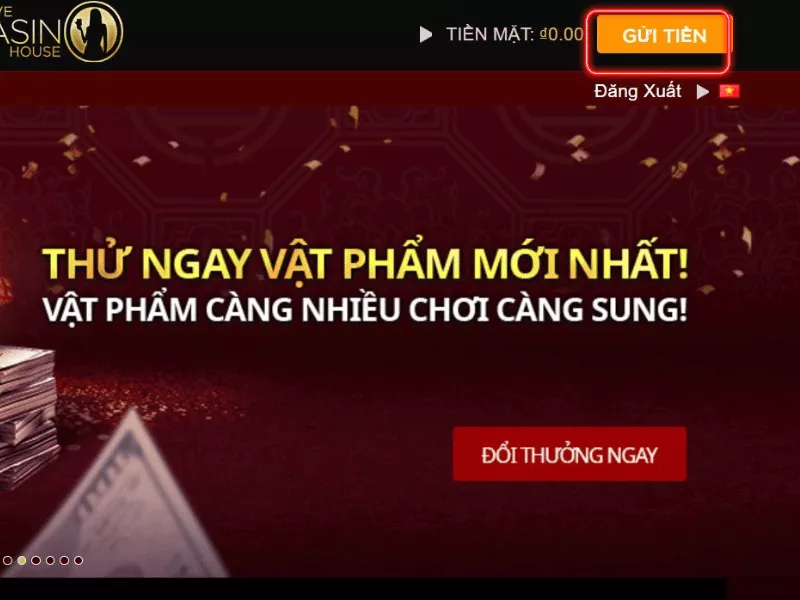 người chơi đi đến mục gửi tiền