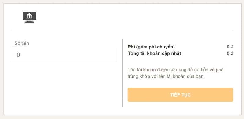 nhập số tiền muốn rút vào 