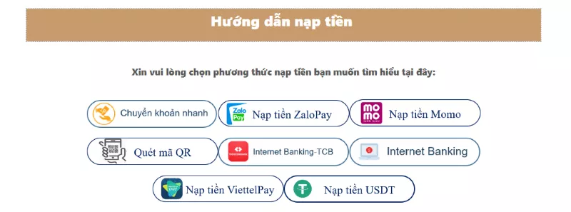 phương thức nạp tiền dubai palace