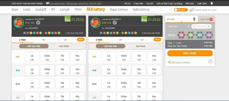 đặt cược chơi xổ số 188bet