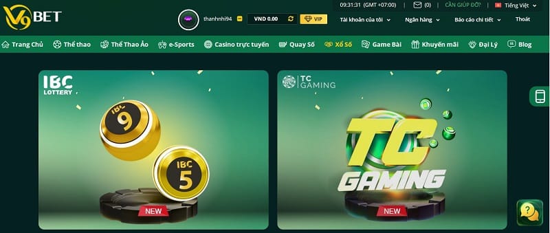 sảnh chơi xổ số v9bet