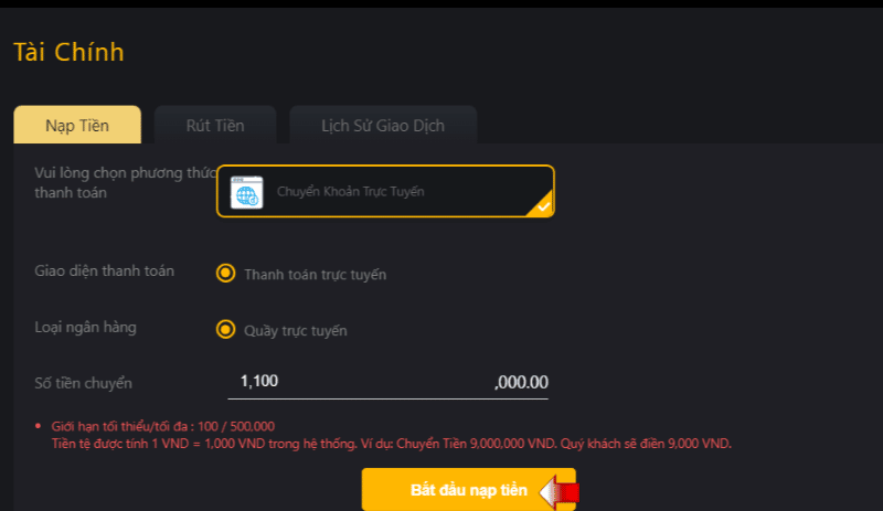 thực hiện lệnh nạp tiền fi88