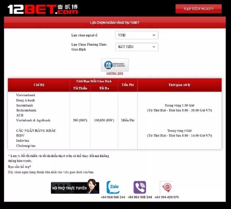 hoàn thành rút tiền 12bet
