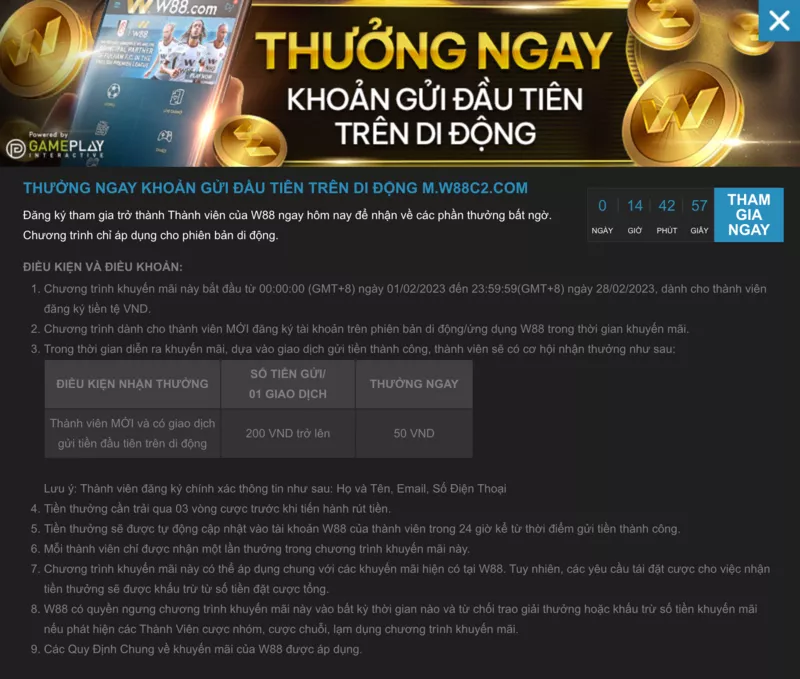 chưa xem kỹ các chính sách khuyến mãi của w88
