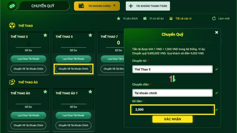 chuyển quỹ fb88 từ tài khoản game về tài khoản chính.