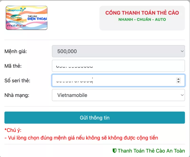 cách nạp tiền hi88 qua thẻ cào