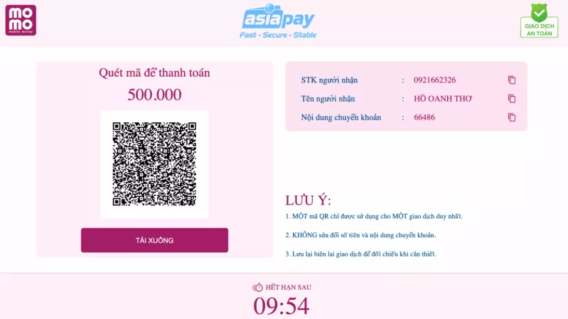 quét mã hoàn tất nạp tiền hi88 qua ví điện tử