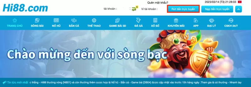 truy cập trang rút tiền hi88