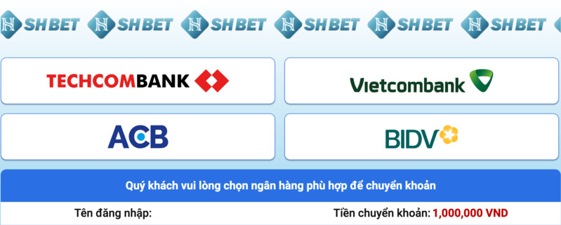chọn ngân hàng có tiền để nạp vào shbet