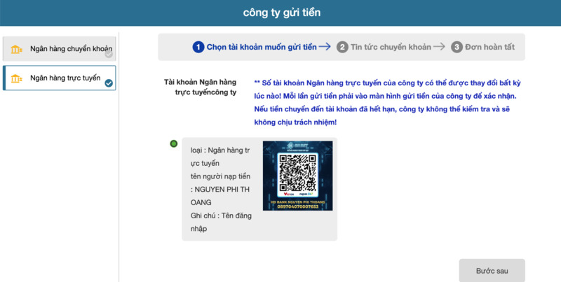 gửi tiền shbet qua ngân hàng trực tuyến