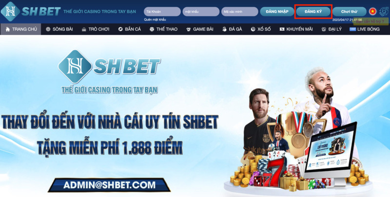truy cập trang đăng ký shbet