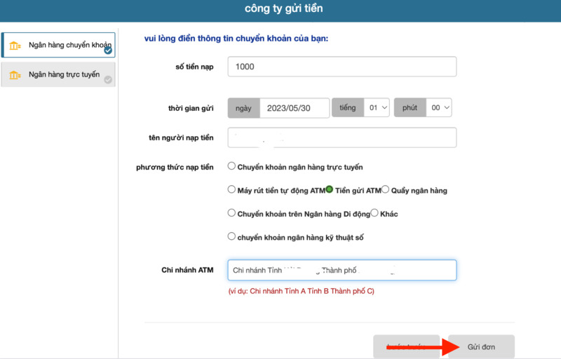 xác nhận gửi tiền vào shbet