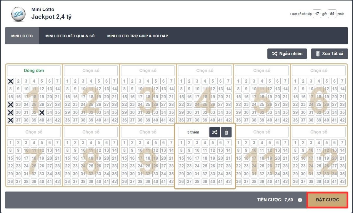 đặt cược lotto m88