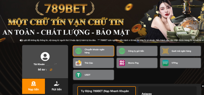 một số hình thức nạp tiền tại 789bet phổ biến nhất