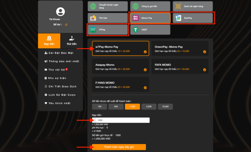 nạp tiền 789bet bằng ví điện tử