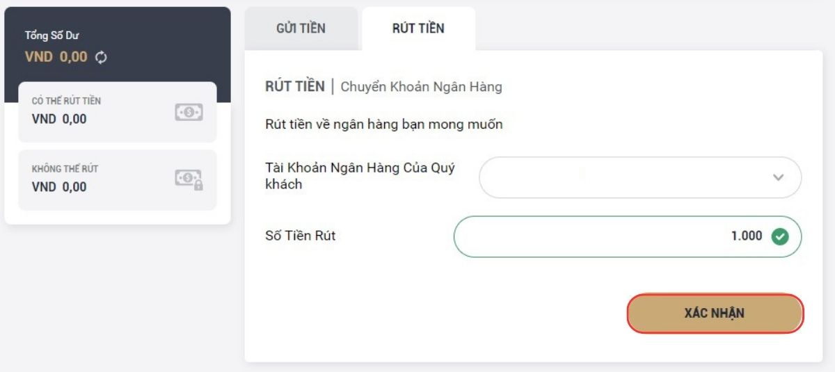thực hiện lệnh rút tiền m88