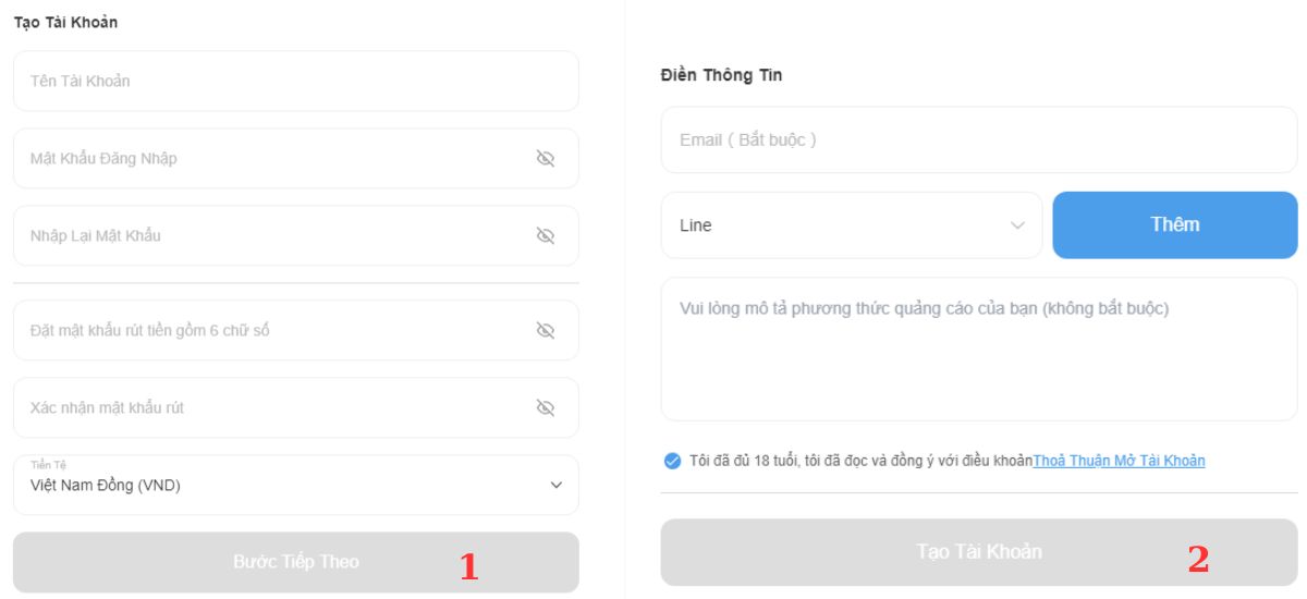 điền thông tin vào form đăng ký đại lý 8xbet