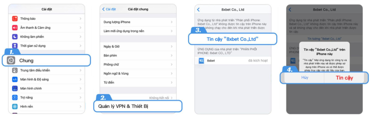 mở khoá bảo mật để cài đặt ứng dụng 8xbet