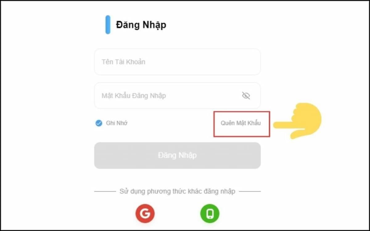 sử dụng chức năng quên mật khẩu của 8xbet
