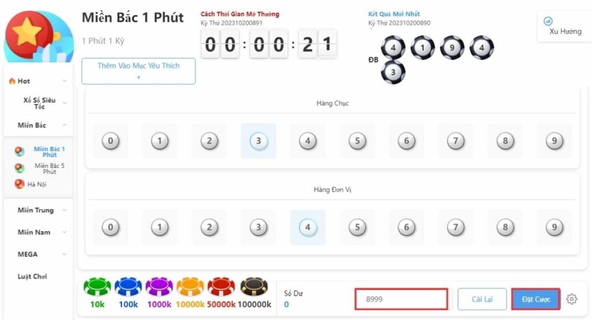 đặt cược xổ số trên 8xbet